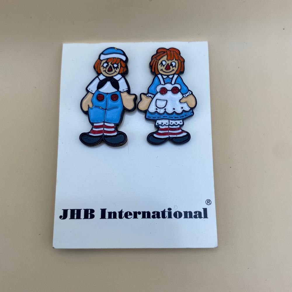 Vintage JHB International‎ Raggedy Ann and Andy Hand Painted Novelty Buttons